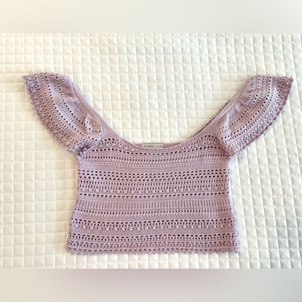 Sincerely‎ Jules Ruffle Crochet Violet Crop Top-Size Medium